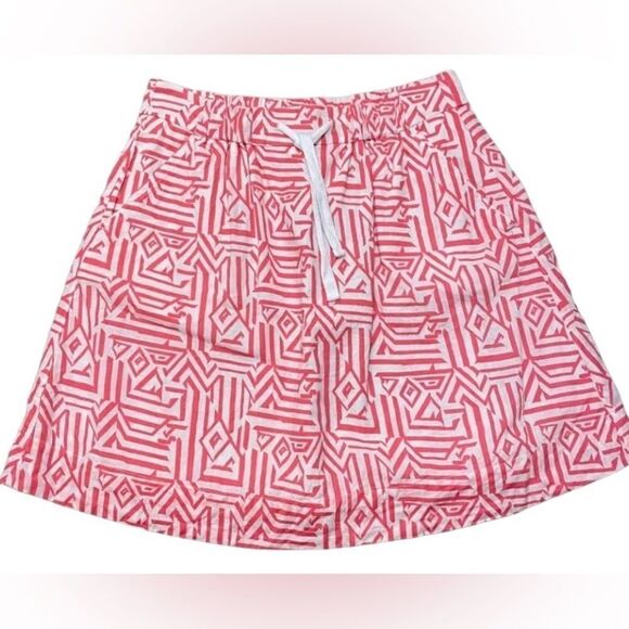 J Crew Pink White Linen Drawstring Skirt Size 0 lined - Picture 3 of 12